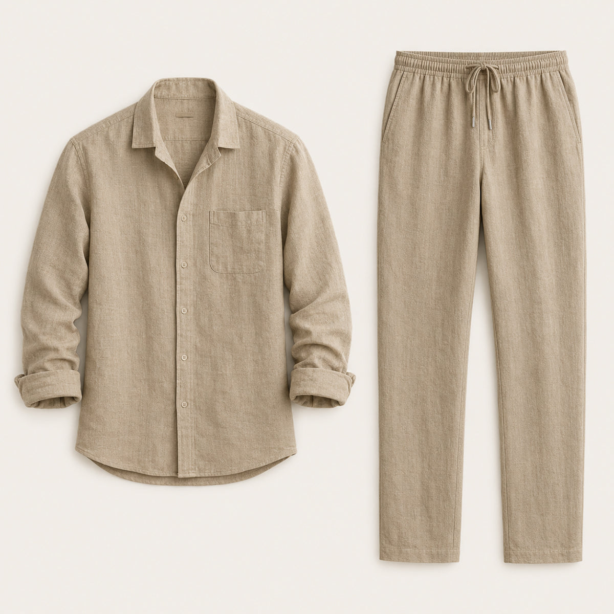 Men's Casual Two-Piece Outfit Short-Sleeve Shirt and Pants Set Relaxed Fit Summer Holiday Beach Everyday Matching Co-Ord