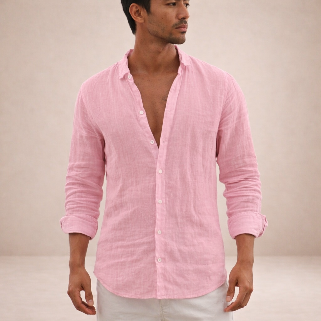 Men's Casual Open Collar Shirt | Long Sleeve