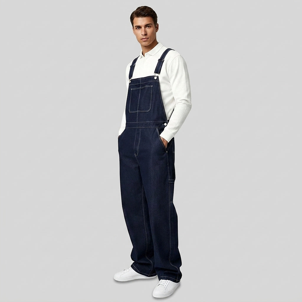 Men’s Denim Bib Overalls with Straight Leg