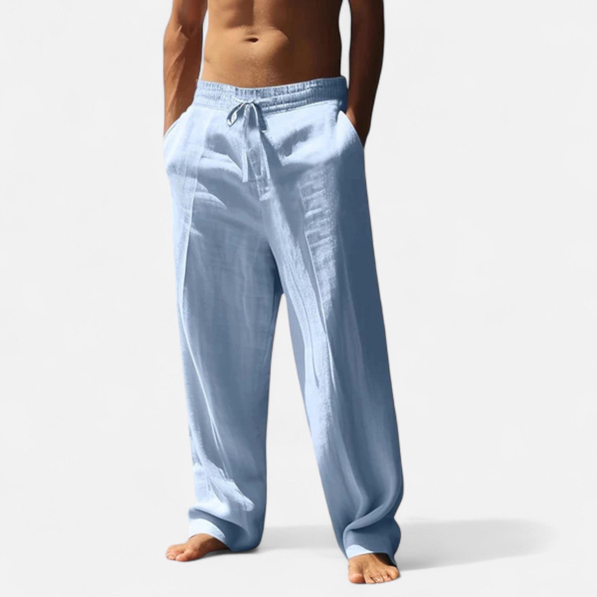 Men's Relaxed Drawstring Linen Trousers