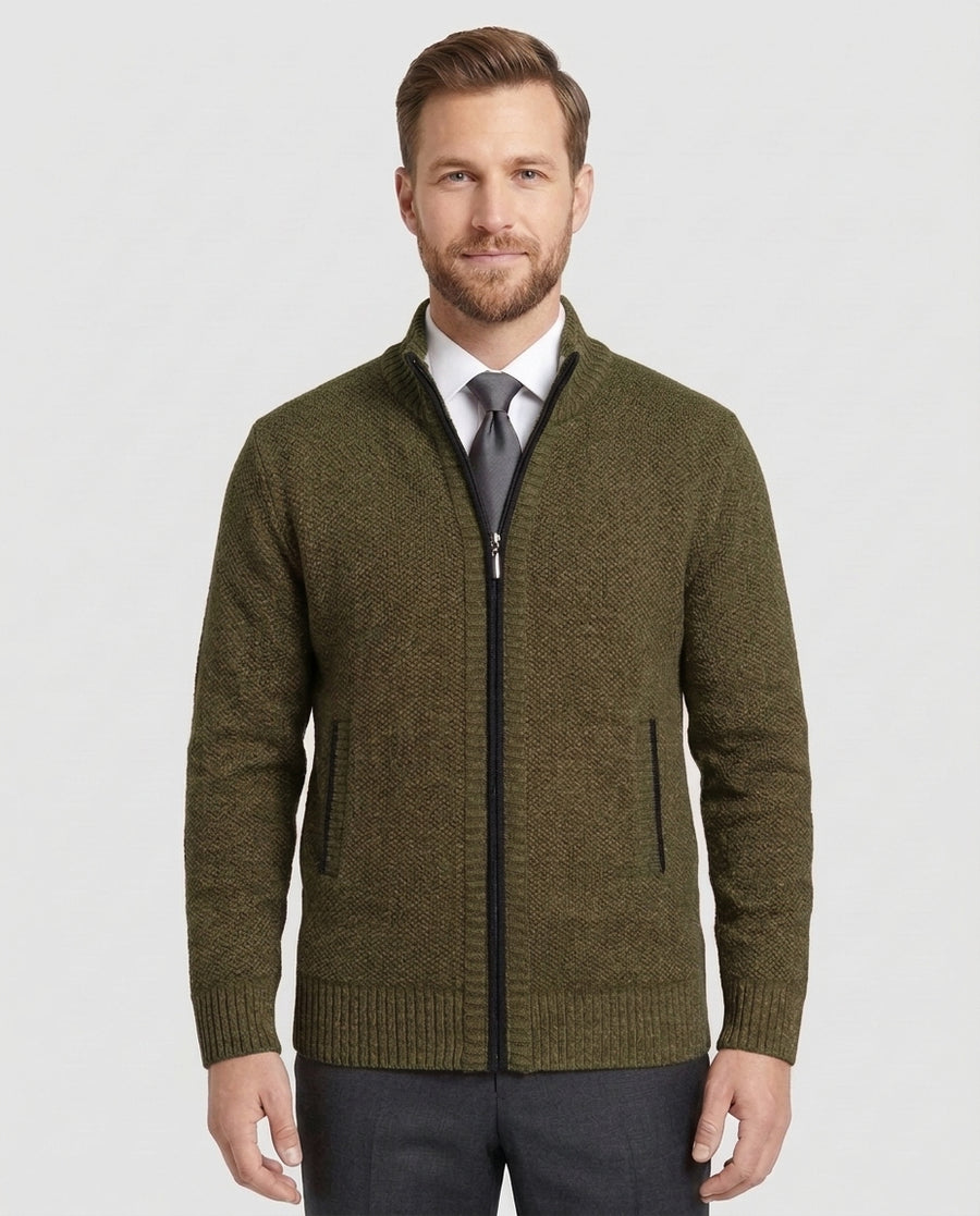 Men's Cardigan Sweater Open Front Long Sleeve Casual Layering Stylish - Army Green Front [Lystr 6ad8963f12cc3a36a9cfcd3c:army green:front]