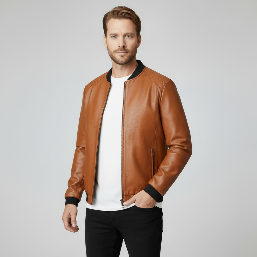 Men's Bomber Jacket Classic Fit Zip Closure Ribbed Cuffs Casual Everyday