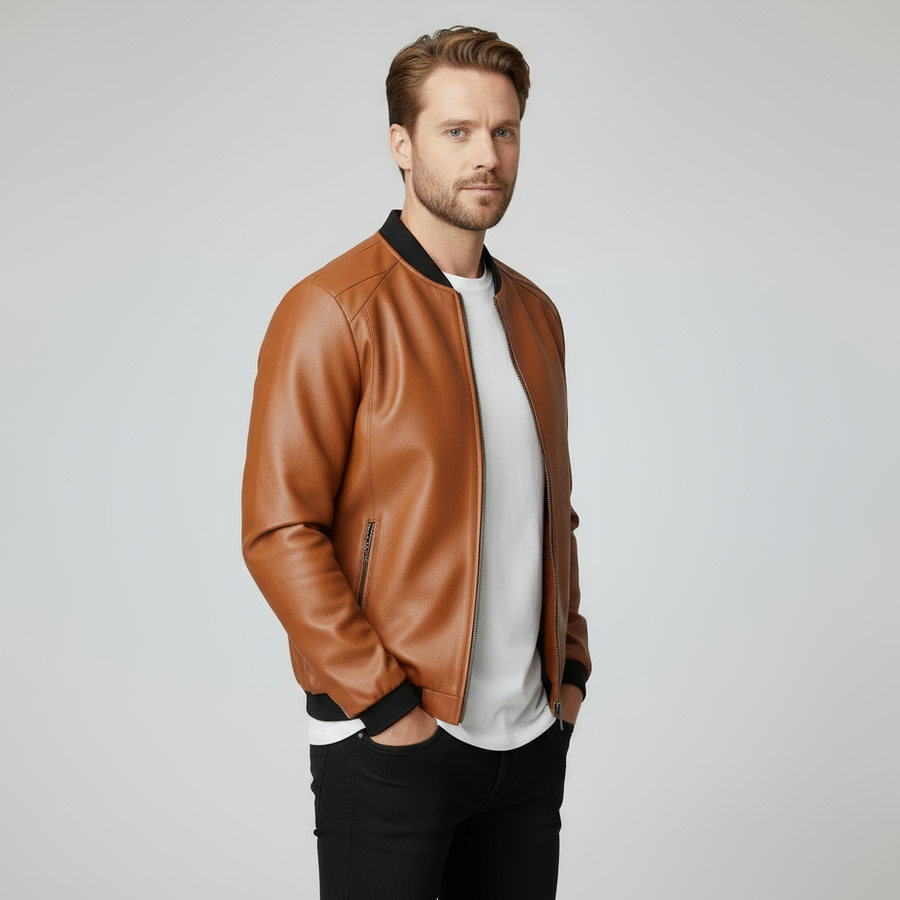 Men's Bomber Jacket Classic Fit Zip Closure Ribbed Cuffs Casual Everyday