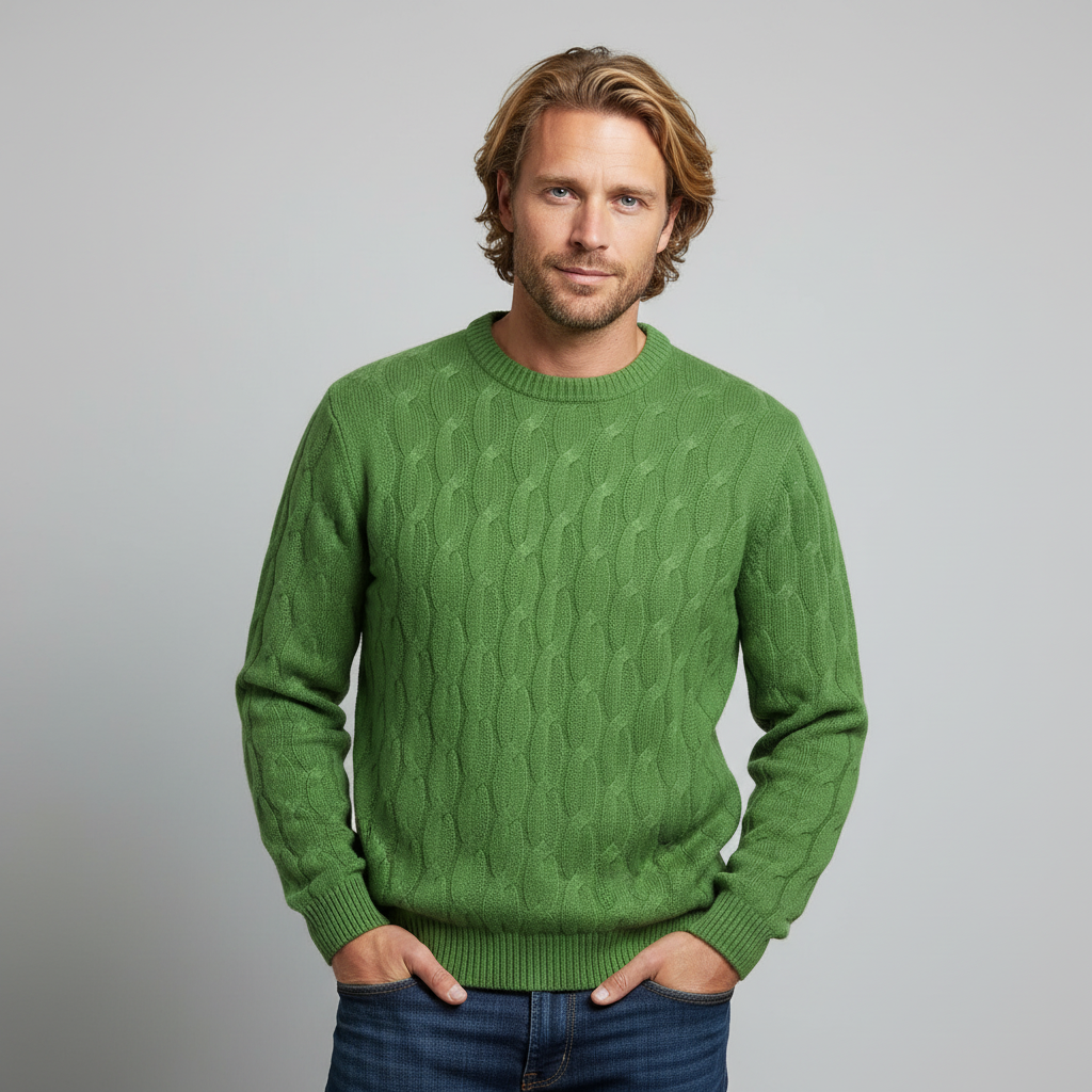 Men's Cable Knit Sweater Crew Neck Long Sleeve Casual Everyday Wear