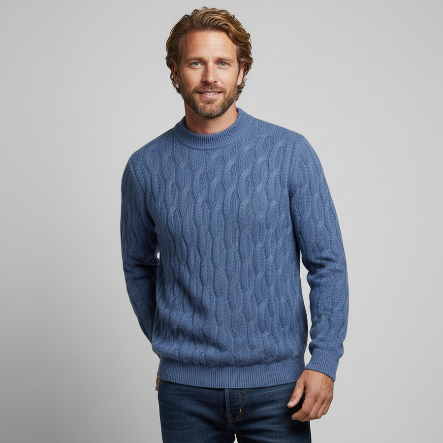 Men's Cable Knit Sweater Crew Neck Long Sleeve Casual Everyday Wear