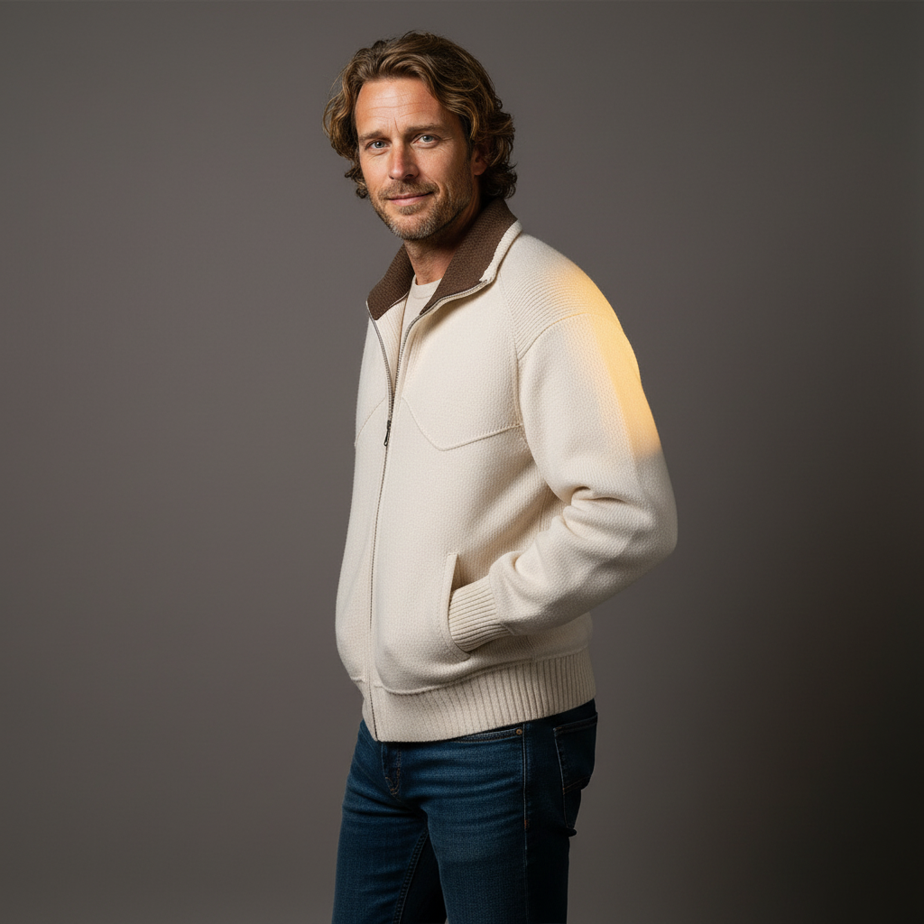 Men's Zip-Up Sweater Classic Fit Long Sleeve Mock Neck Casual Layering