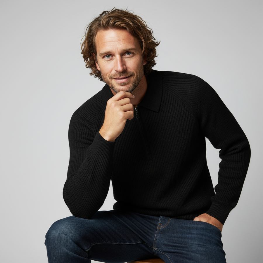 Men's Ribbed Knit Sweater Crew Neck Long Sleeve Casual Layering Everyday