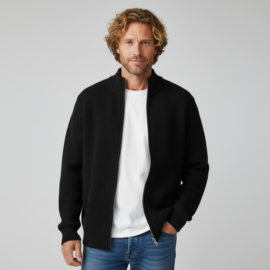 Men's Casual Waffle Knit Sweater Long Sleeve Crew Neck Relaxed Fit Everyday