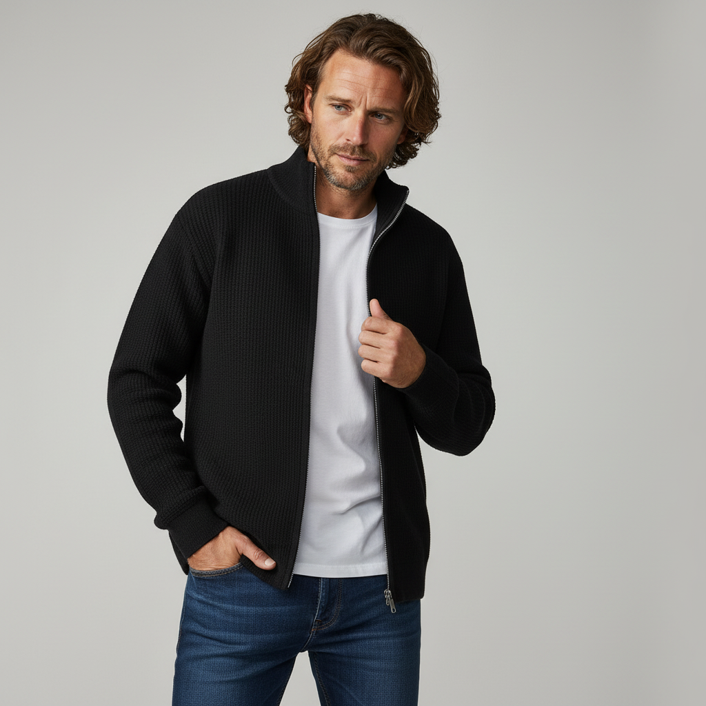 Men's Casual Waffle Knit Sweater Long Sleeve Crew Neck Relaxed Fit Everyday