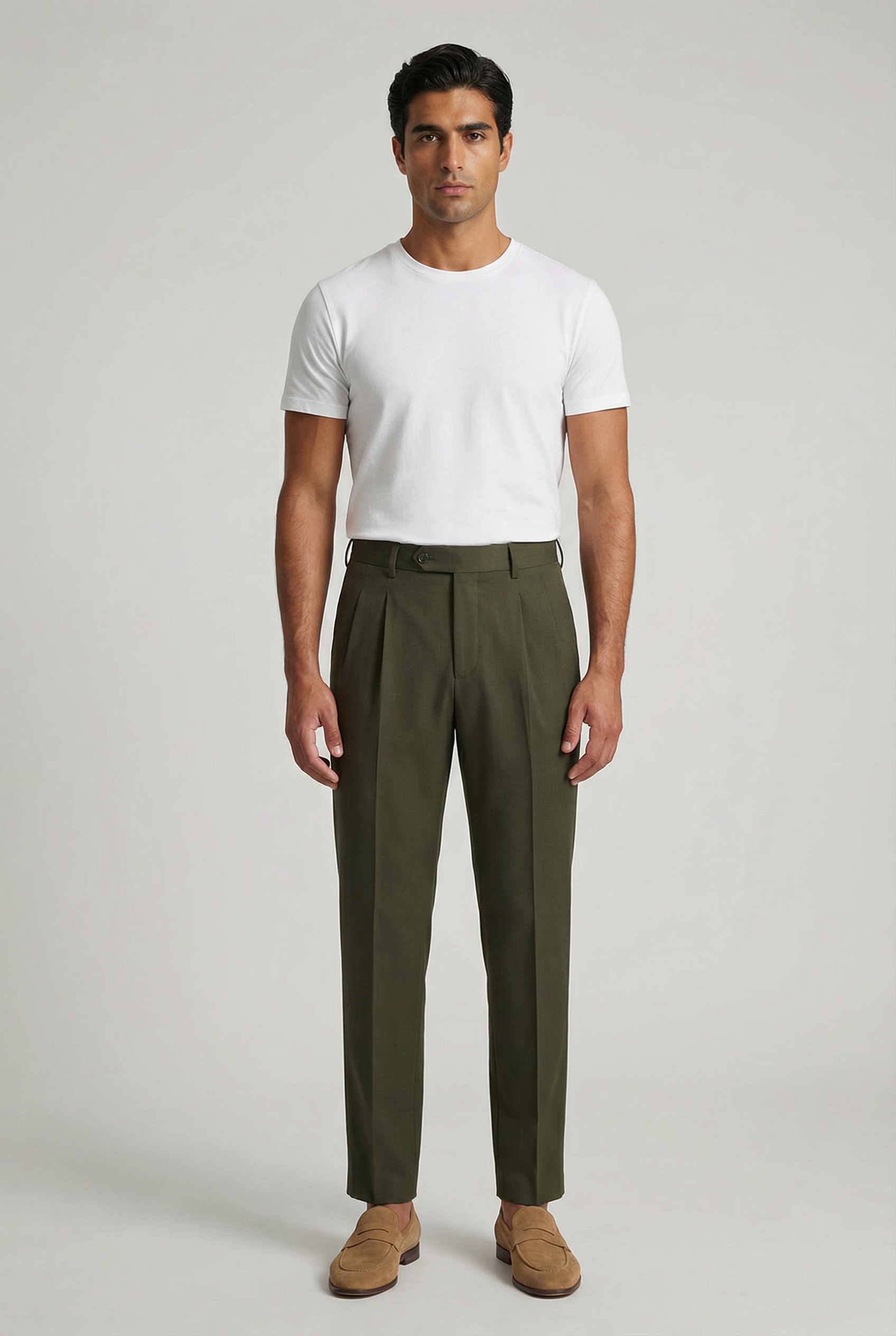 Men's Pleated Trousers Tapered Flat-Front Tailored Smart-Casual Office Formal Business Everyday Classic Versatile
