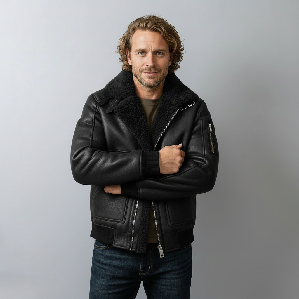 Men's Aviator Jacket Zip-Up Collared Classic Style Casual Everyday