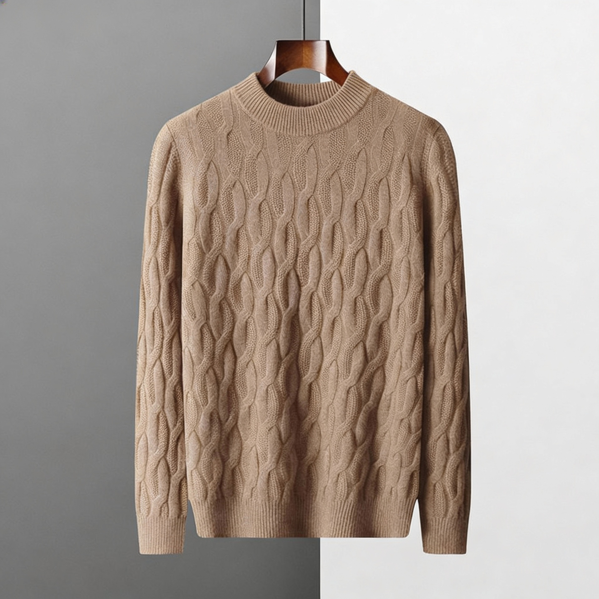 Men's Cable Knit Sweater Crew Neck Long Sleeve Casual Everyday Wear