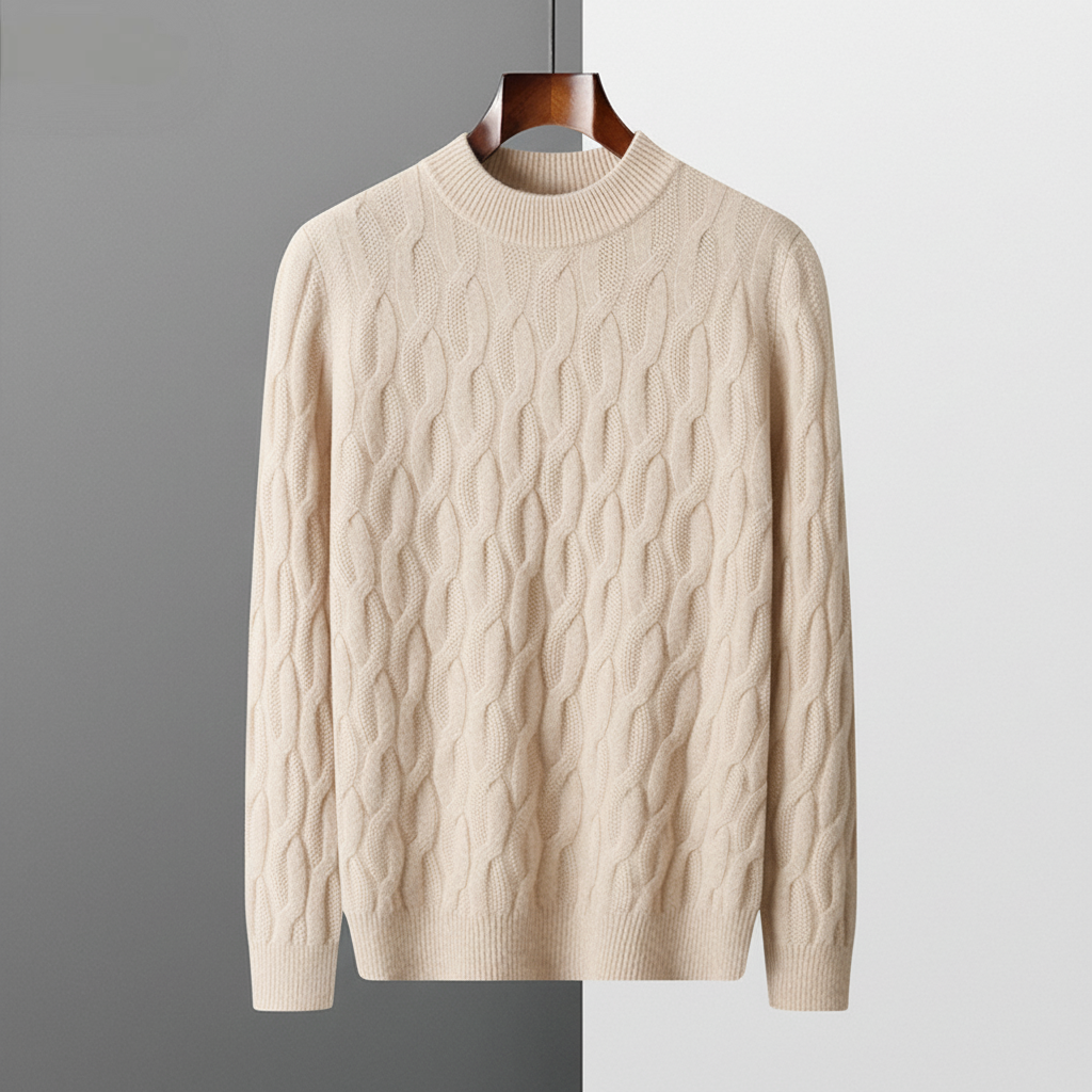 Men's Cable Knit Sweater Crew Neck Long Sleeve Casual Everyday Wear