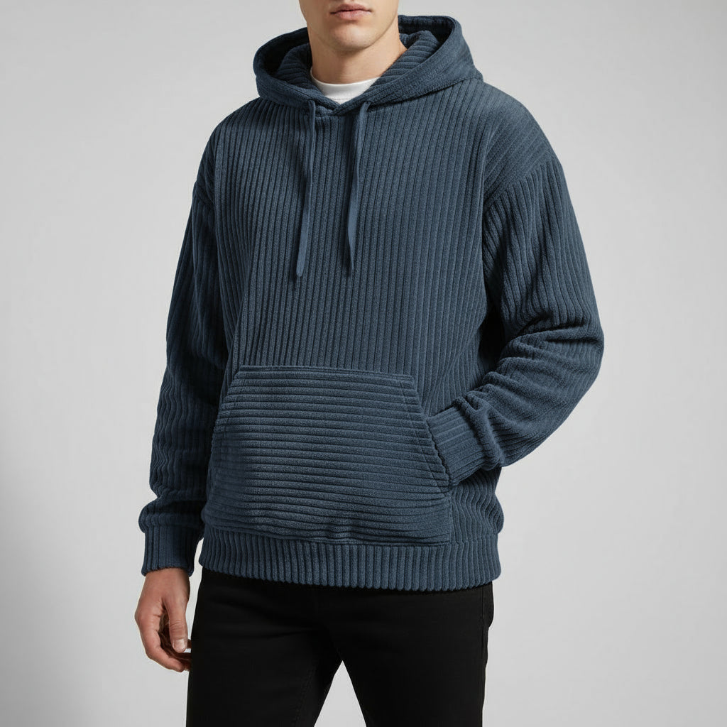 Men's Casual Corduroy Hoodie Relaxed Fit Long Sleeve Classic Everyday Wear
