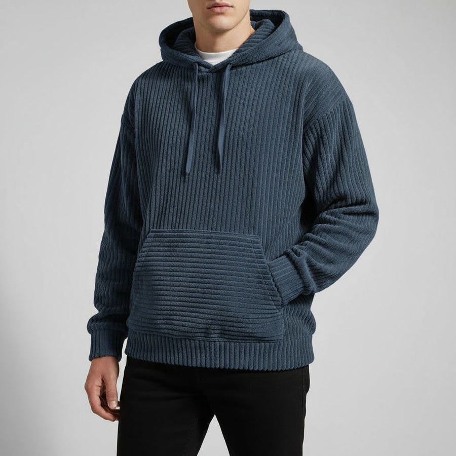 Men's Casual Corduroy Hoodie Relaxed Fit Long Sleeve Classic Everyday Wear