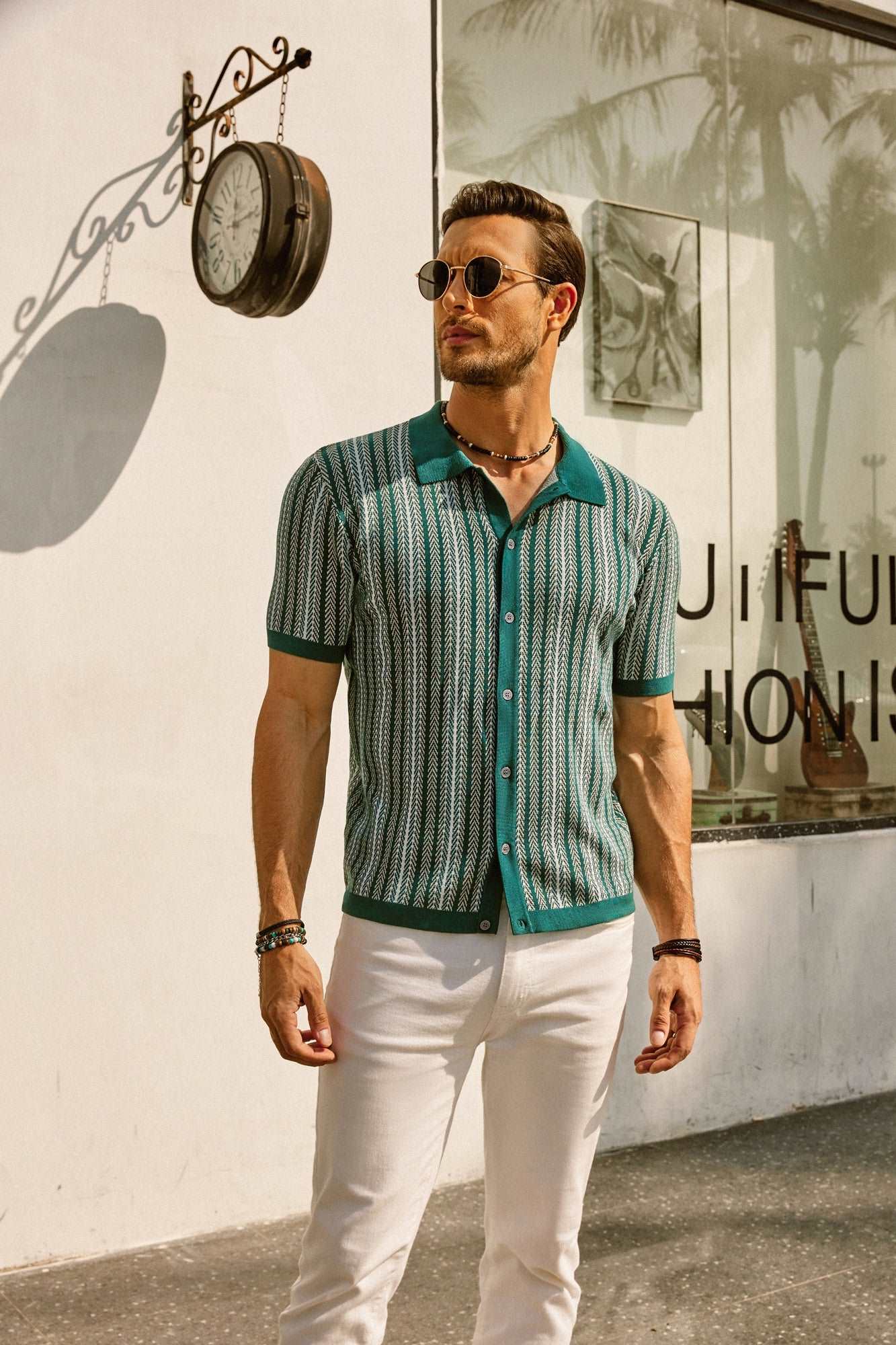 Men's Striped Polo Shirt Short Sleeves Casual | Stylish