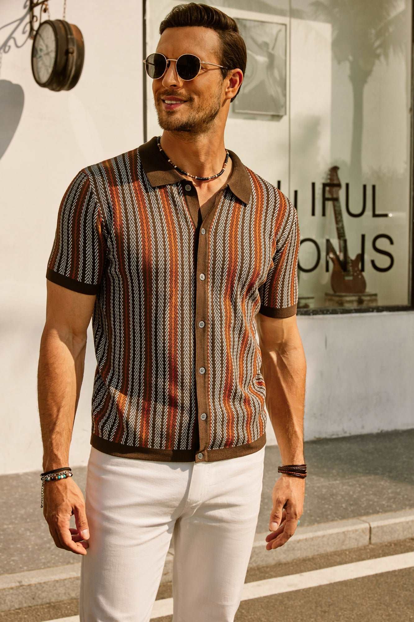 Men's Striped Polo Shirt Short Sleeves Casual | Stylish