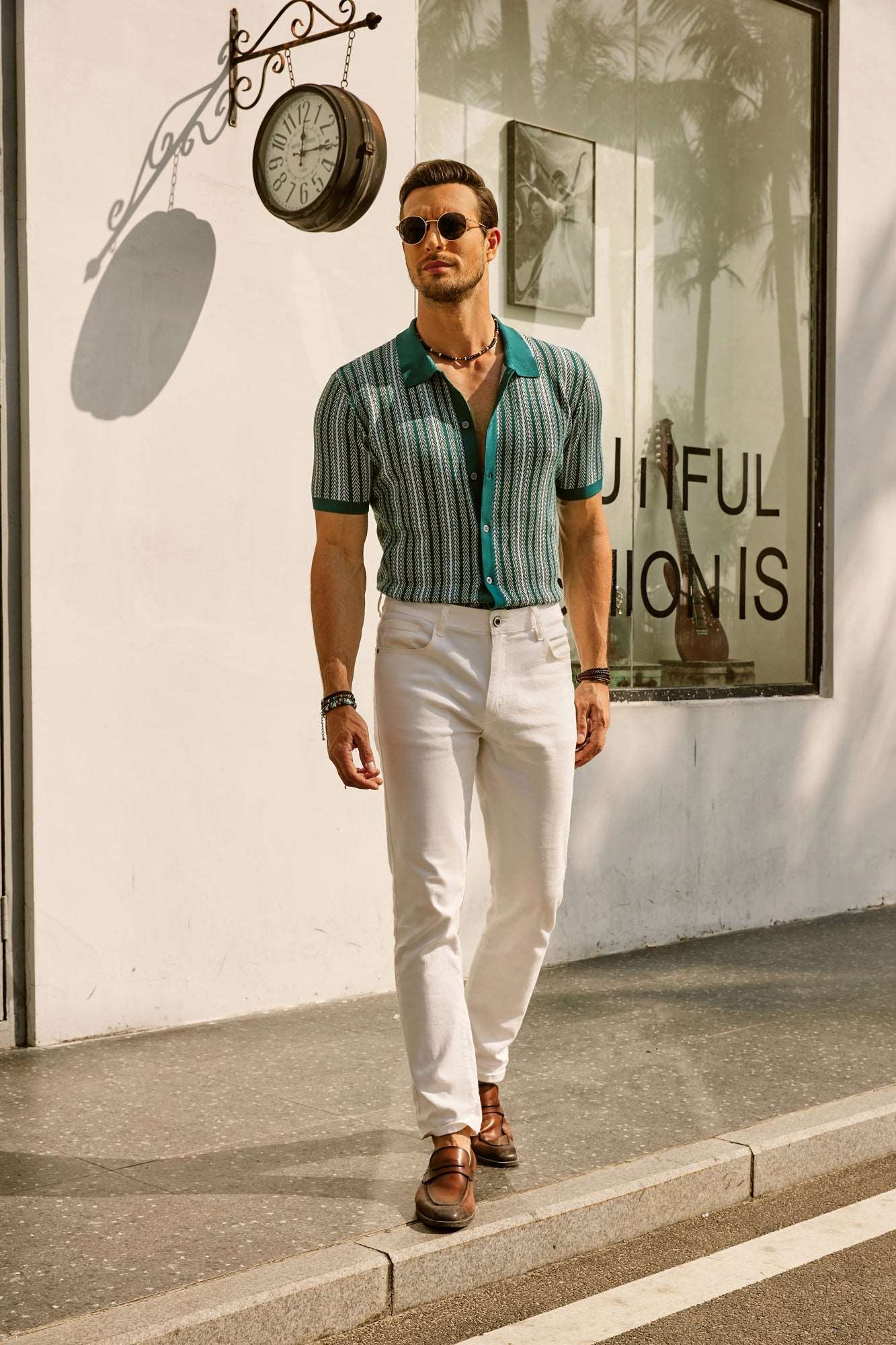 Men's Striped Polo Shirt Short Sleeves Casual | Stylish