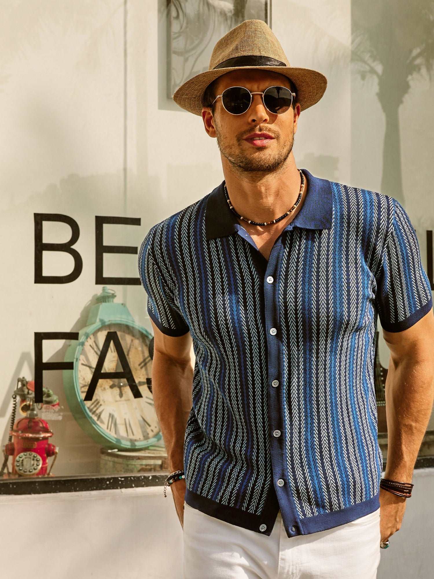 Men's Striped Polo Shirt Short Sleeves Casual | Stylish