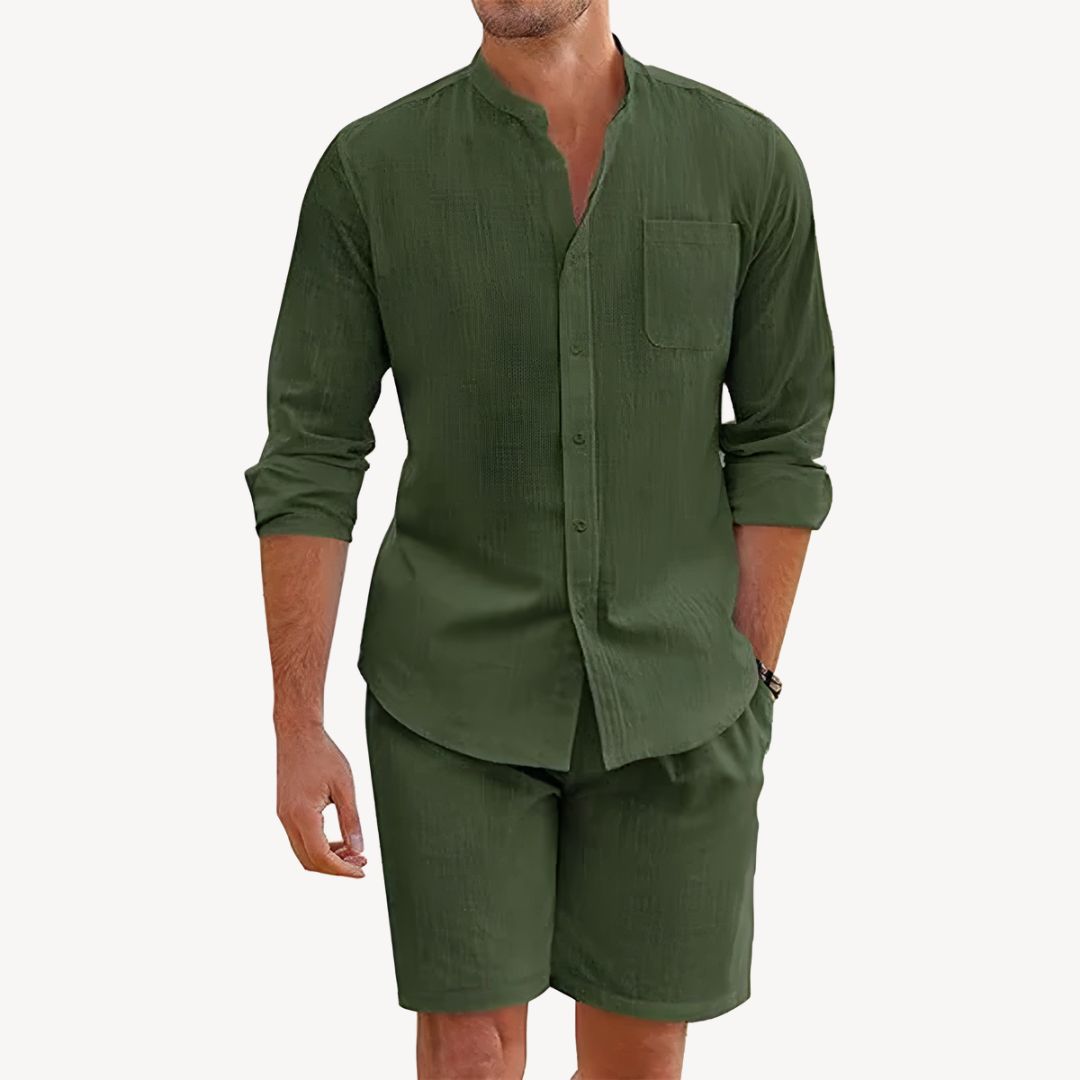 Men's Shirt Long Sleeve &amp; Shorts Set