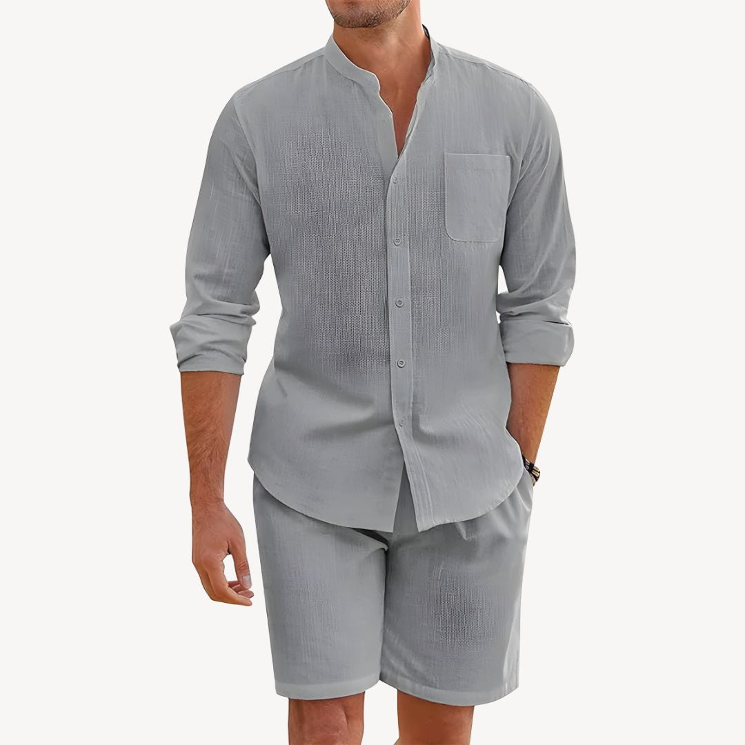 Men's Shirt Long Sleeve &amp; Shorts Set