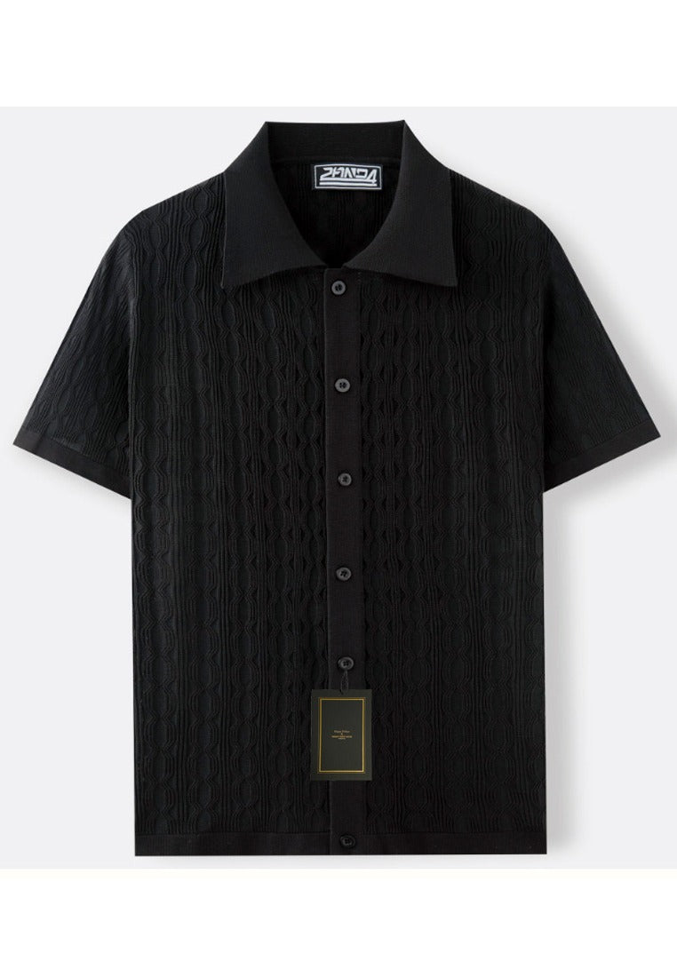 Men’s Casual Short Sleeve Shirt | Structured Knit Design