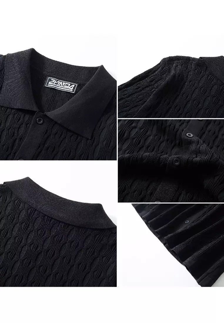 Men’s Casual Short Sleeve Shirt | Structured Knit Design