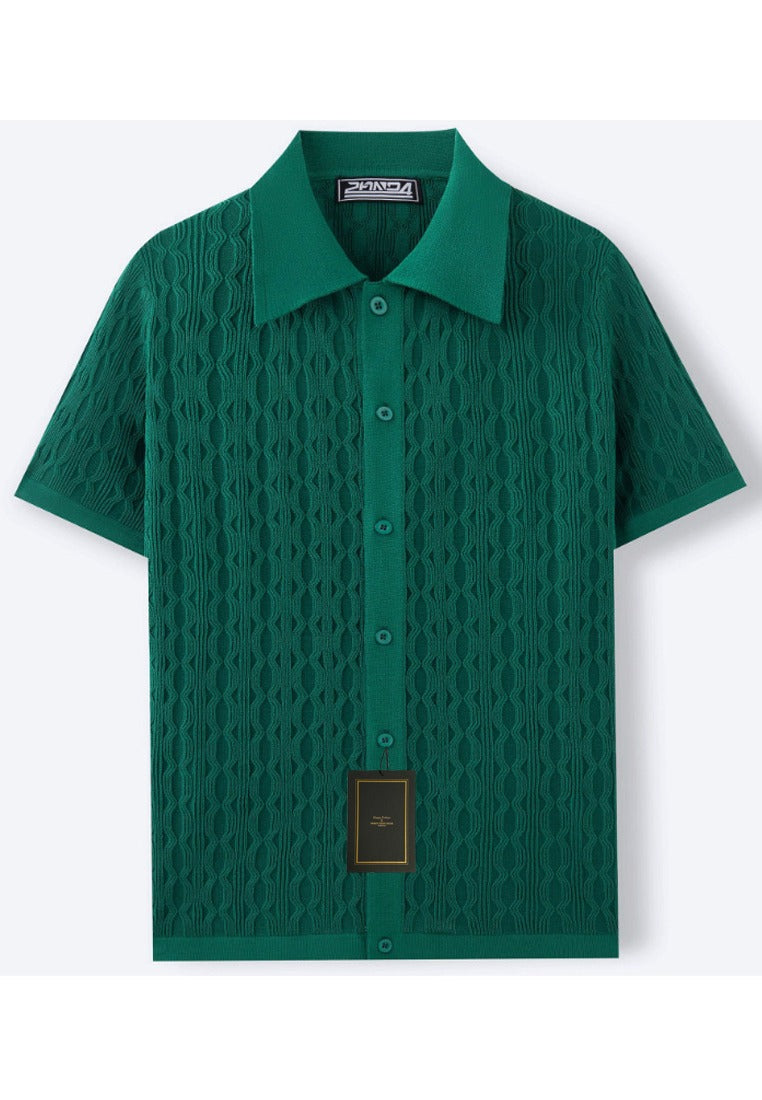 Men’s Casual Short Sleeve Shirt | Structured Knit Design