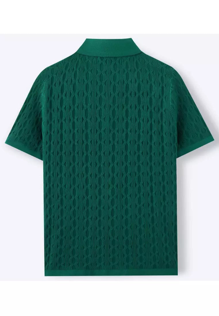 Men’s Casual Short Sleeve Shirt | Structured Knit Design