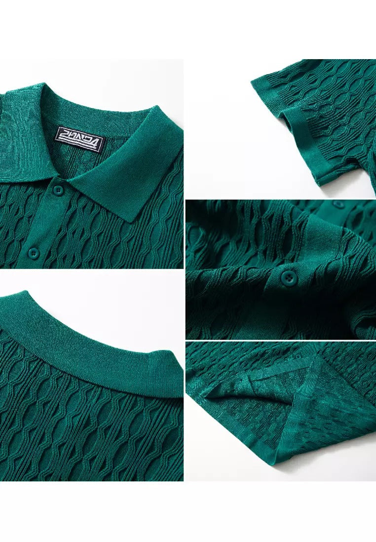 Men’s Casual Short Sleeve Shirt | Structured Knit Design