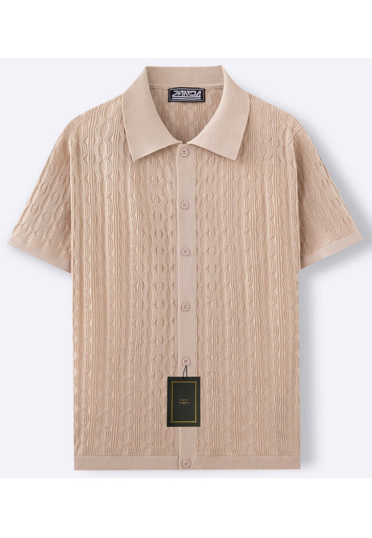 Men’s Casual Short Sleeve Shirt | Structured Knit Design