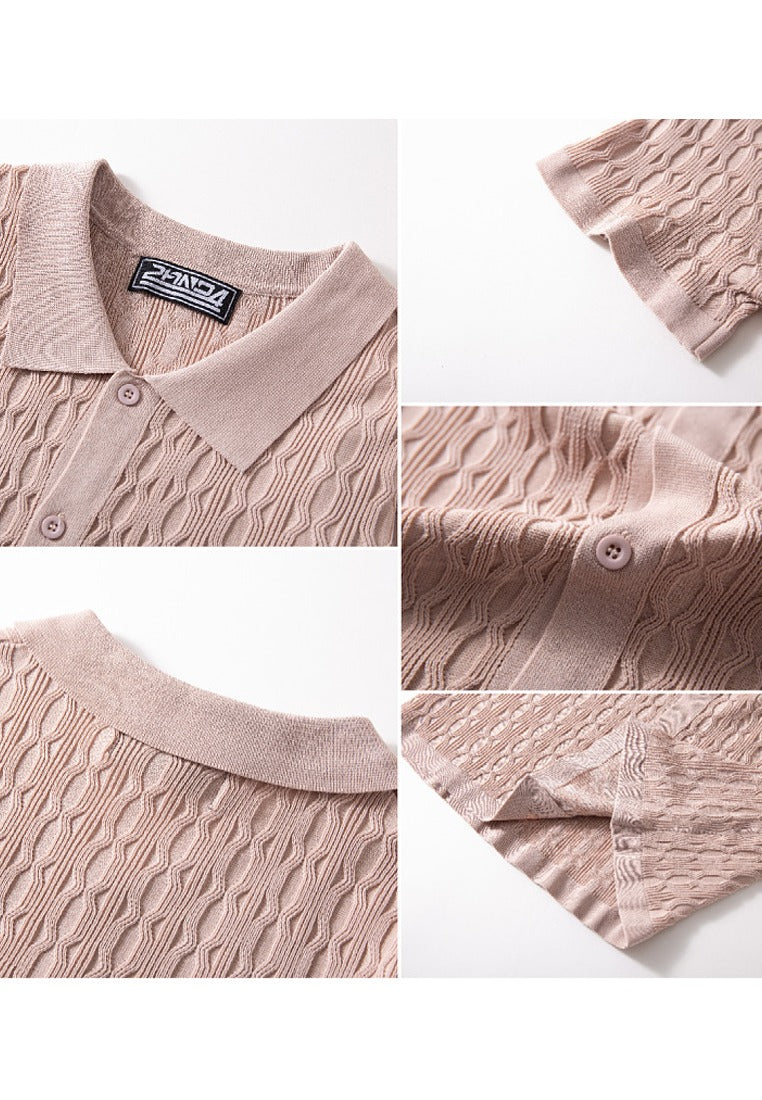 Men’s Casual Short Sleeve Shirt | Structured Knit Design