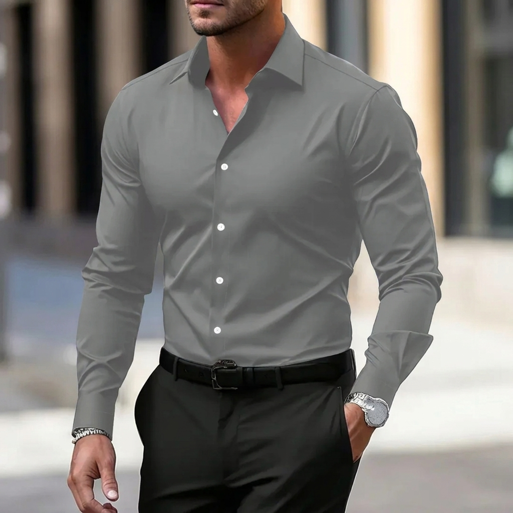 Men's Casual Button-Up Shirt Long Sleeve Classic Fit Soft Touch Everyday