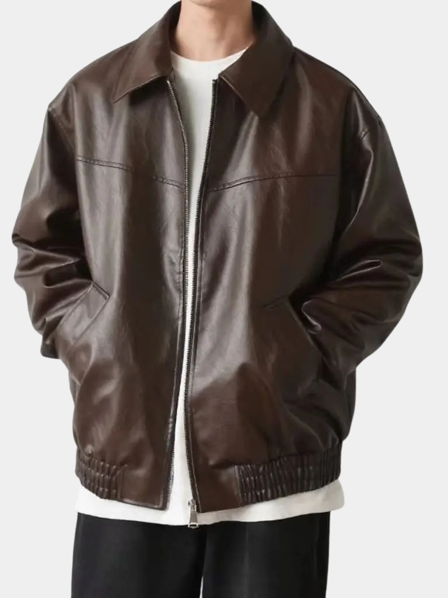 Men's Casual Motorcycle Jacket Slim Fit Zip Closure Biker Style Everyday