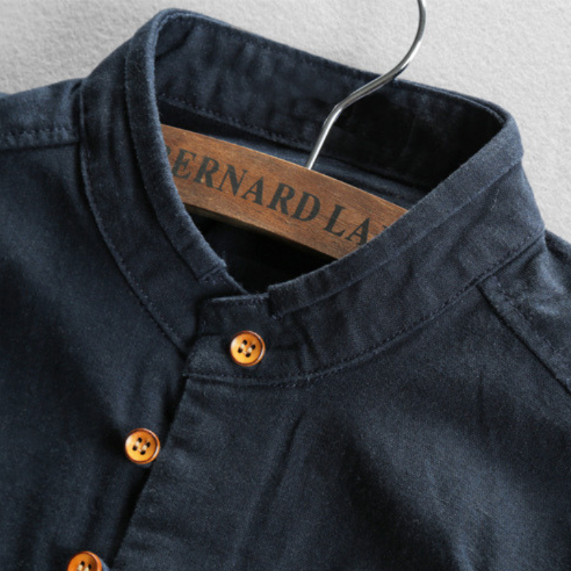 Men's Casual Stand Collar Shirt Relaxed Fit Long Sleeve Versatile Everyday