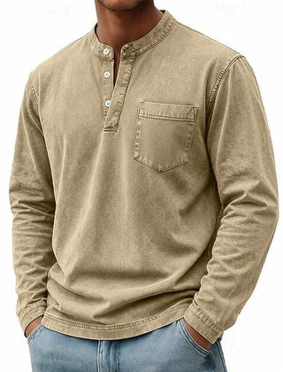Men's Garment Washed Shirt Relaxed Fit Short Sleeve Classic Collar Casual Wear