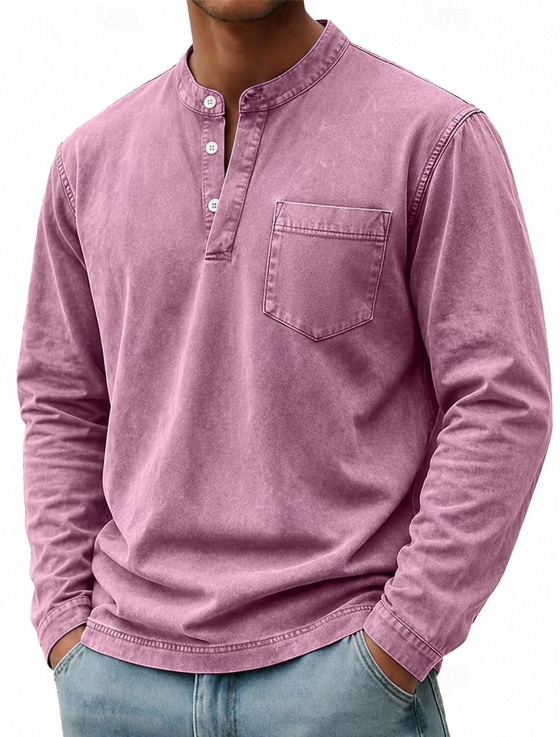 Men's Garment Washed Shirt Relaxed Fit Short Sleeve Classic Collar Casual Wear
