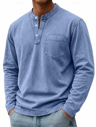Men's Garment Washed Shirt Relaxed Fit Short Sleeve Classic Collar Casual Wear