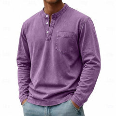 Men's Garment Washed Shirt Relaxed Fit Short Sleeve Classic Collar Casual Wear