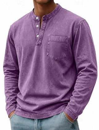 Men's Garment Washed Shirt Relaxed Fit Short Sleeve Classic Collar Casual Wear