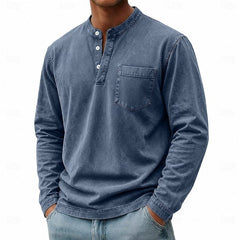 Men's Garment Washed Shirt Relaxed Fit Short Sleeve Classic Collar Casual Wear