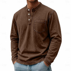 Men's Garment Washed Shirt Relaxed Fit Short Sleeve Classic Collar Casual Wear