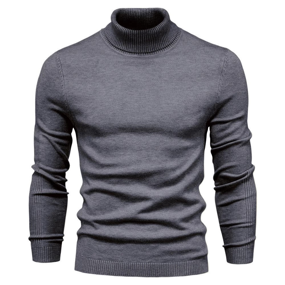 Men's High Neck Knit Sweater Relaxed Fit Long Sleeve Casual Everyday Wear