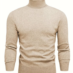 Men's High Neck Knit Sweater Relaxed Fit Long Sleeve Casual Everyday Wear