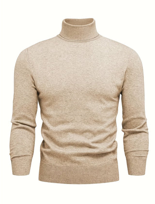 Men's High Neck Knit Sweater Relaxed Fit Long Sleeve Casual Everyday Wear