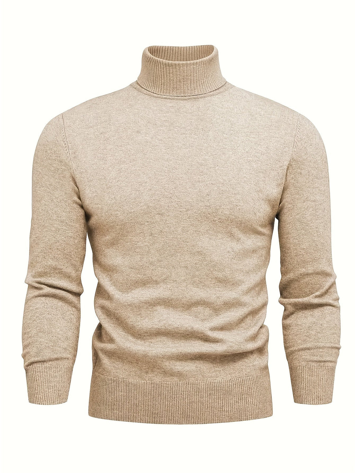 Men's High Neck Knit Sweater Relaxed Fit Long Sleeve Casual Everyday Wear