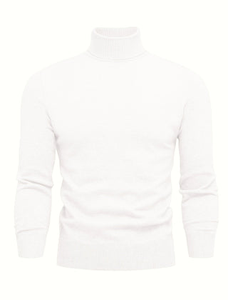 Men's High Neck Knit Sweater Relaxed Fit Long Sleeve Casual Everyday Wear
