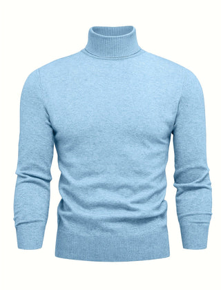 Men's High Neck Knit Sweater Relaxed Fit Long Sleeve Casual Everyday Wear