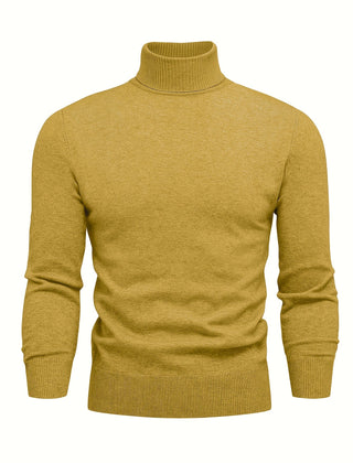 Men's High Neck Knit Sweater Relaxed Fit Long Sleeve Casual Everyday Wear