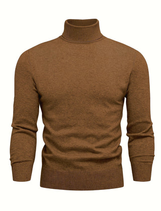 Men's High Neck Knit Sweater Relaxed Fit Long Sleeve Casual Everyday Wear